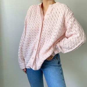 Vintage Baby Pastel Pink Liz Baker Chunky Cardigan